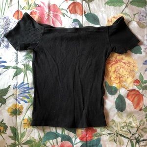 Black crop off shoulder top, Free w/ any Purchase!